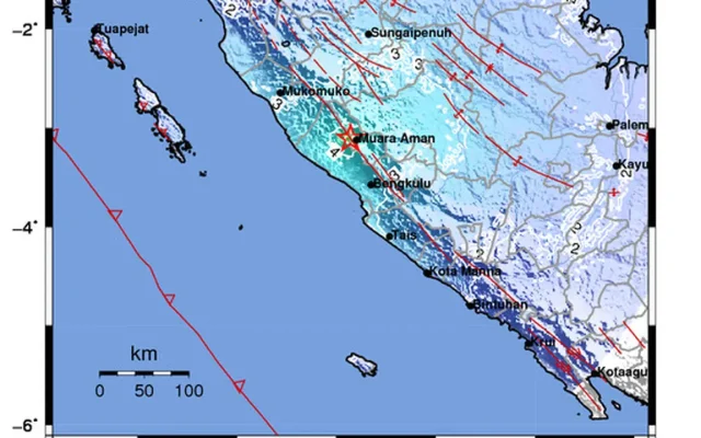 Gempa Magnitudo 5,2 Guncang Lebong Bengkulu