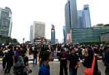 Potret Massa Demo di Bundaran HI Tuntut Karhutla Nasional