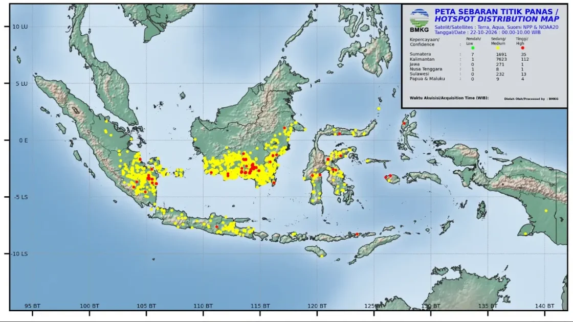 Sebaran Ribuan Titik Panas Karhutla di Enam Provinsi