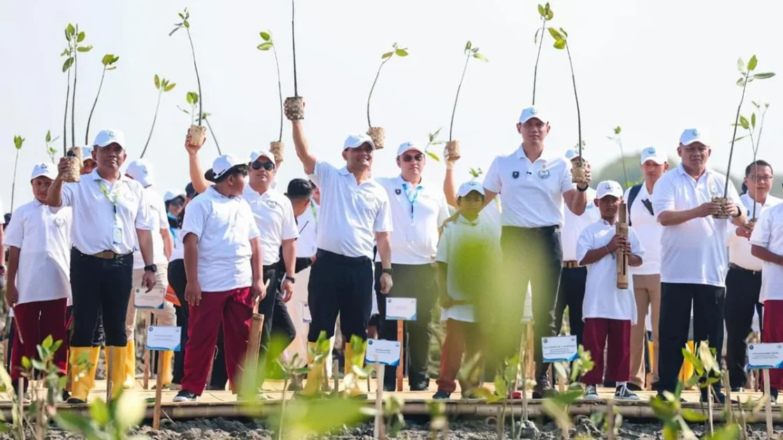 AHY dan Ahmad Luthfi Tanam Mangrove di Demak Atasi Abrasi