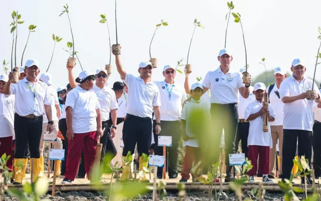 AHY dan Ahmad Luthfi Tanam Mangrove di Demak Atasi Abrasi
